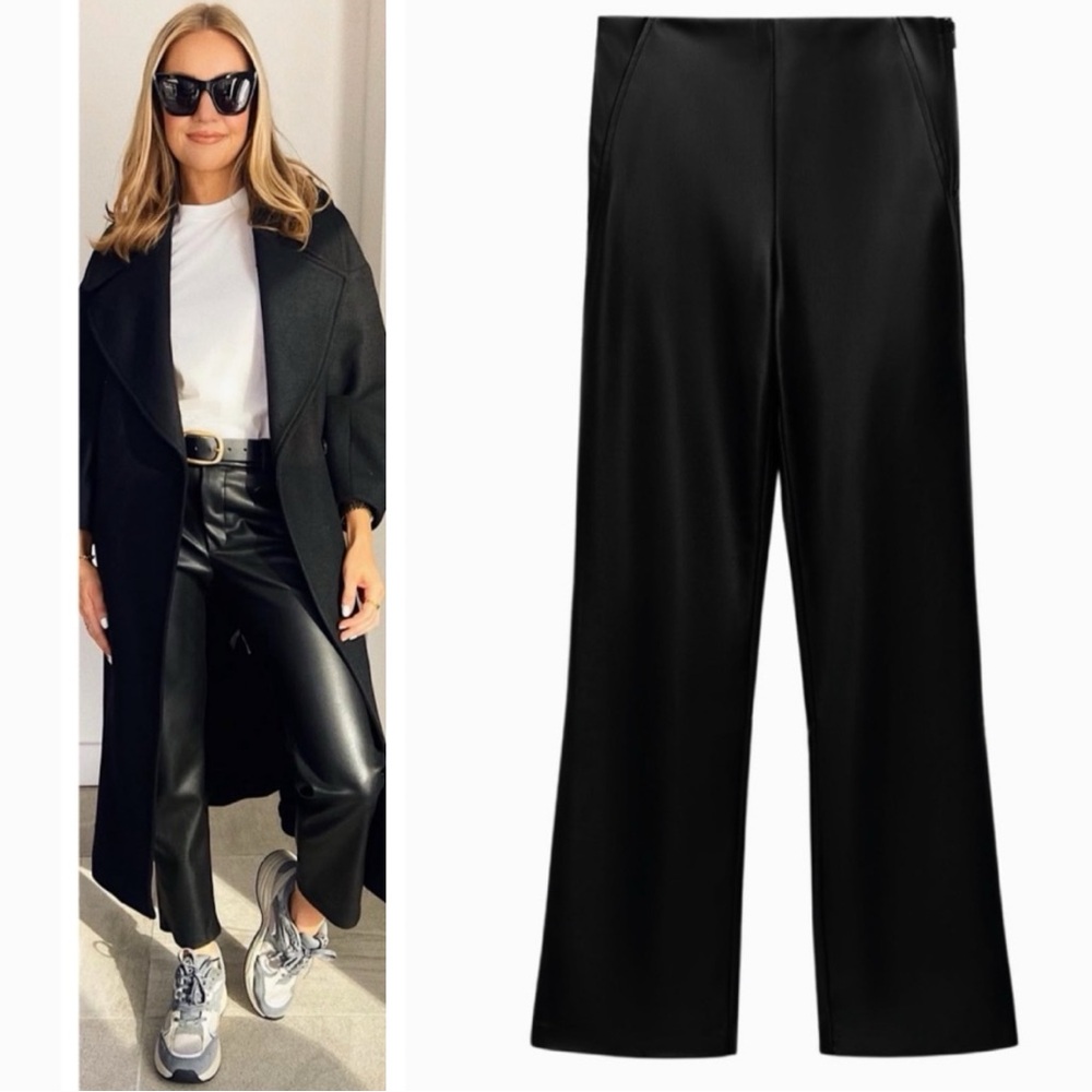 ZARA mini flare faux leather pants
